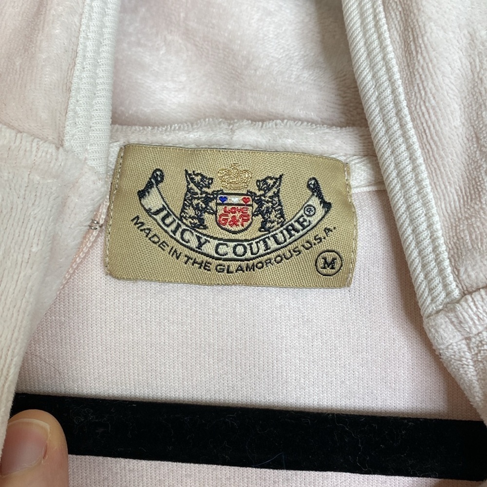 Juicy Couture vintage velour tack suit sweatshirt women’s medium hooded pink Y2K - Picture 4 of 6